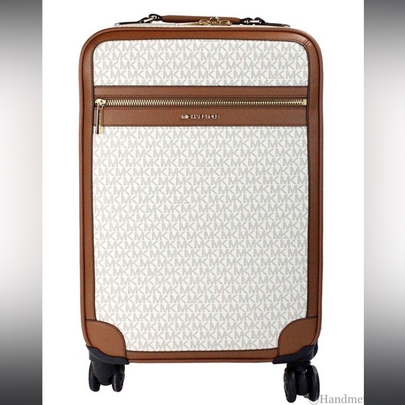 Michael Kors Travel Small Vanilla PVC Trolley Rolling Suitcase Carry On Bag - Picture 1 of 2